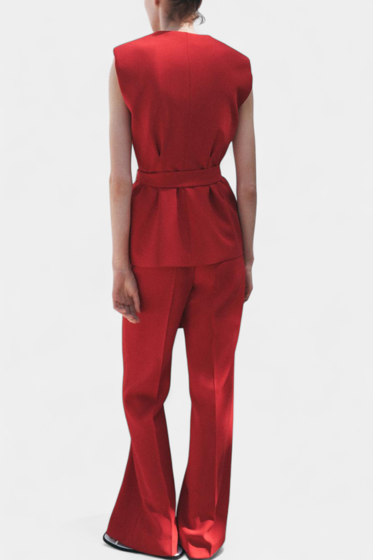 Carlen Klasikinis Liemenė su Diržu ir Plati Kelnės Komplektas