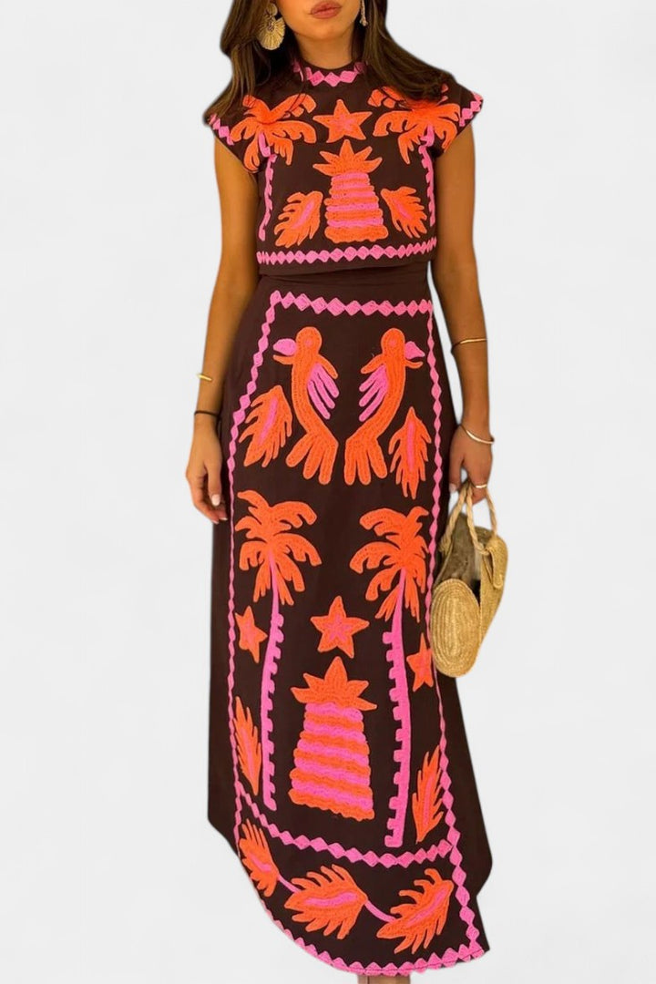 Sloan Topas ir Sijonas Komplektas Kokių Palmių