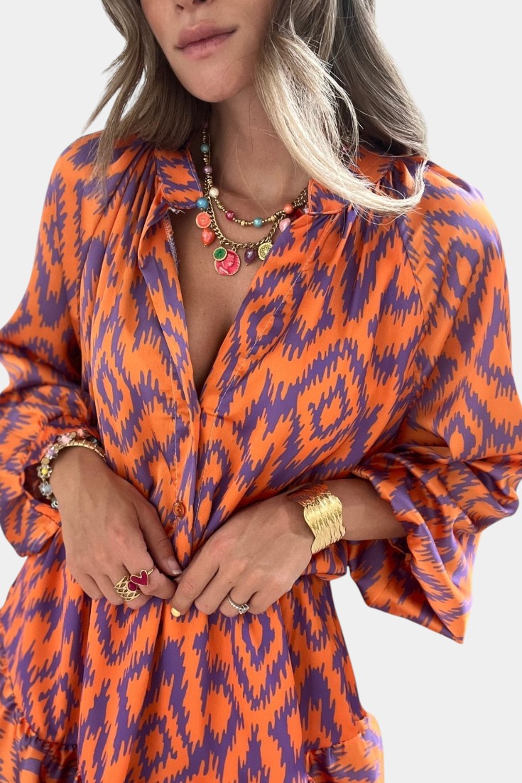 Yasmine Mono Mini su Volanais ir Ikat Raštu