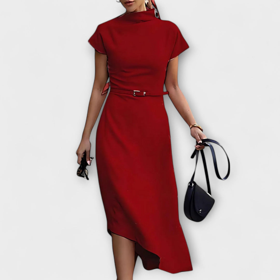 Amelia - Asymetrické městské šaty Červená