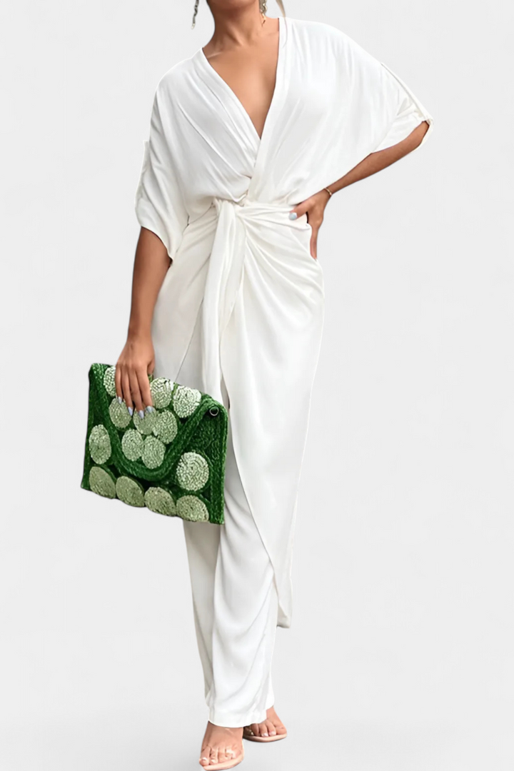 Mayleen Suknelė su Kryžiumi ir Tiesiomis Kelnėmis